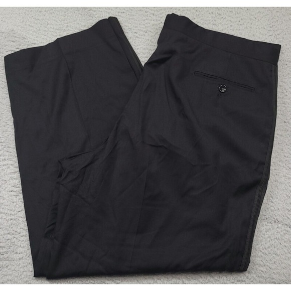 Armani Collezioni Men's 46R (39.5x29) Dress Pants Tuxedo Black Wool - Picture 1 of 11